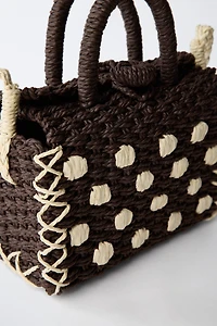 RAFFIA EFFECT POLKA DOT CROSSBODY BAG