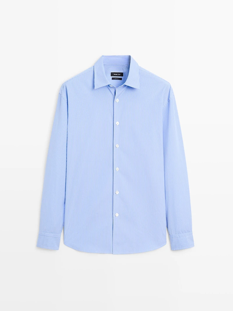 Chemise regular en popeline à rayures