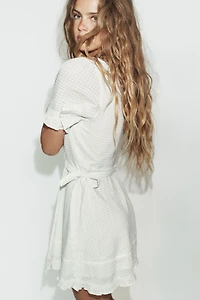 SHORT WRAP TEXTURED DRESS