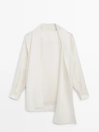 Silk blend blouse with tie detail - LIMITED