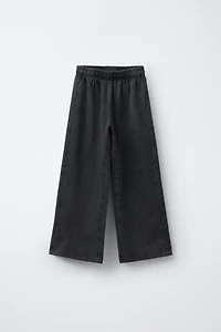 WASHED EFFECT WIDE LEG PANTS