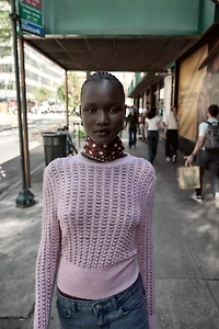POINTELLE KNIT WOOL AND ALPACA SWEATER