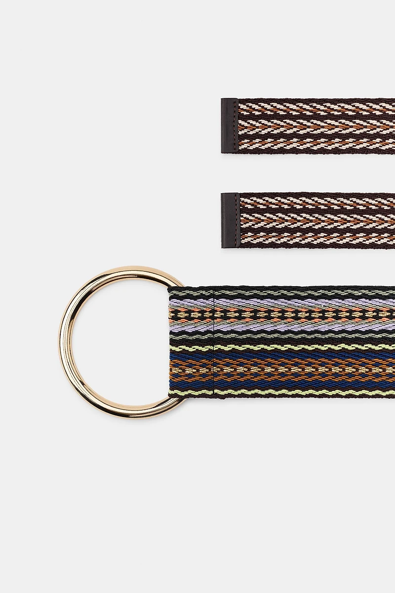 WIDE STRIPED WOVEN BELT