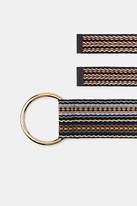 WIDE STRIPED WOVEN BELT