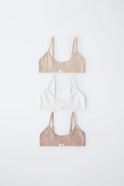 6-14 YEARS/ THREE-PACK OF RIBBED LABEL BRALETTES