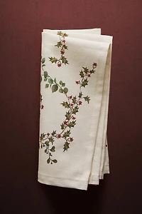 SET OF COTTON CHRISTMAS HOLLY LEAF NAPKINS (SET OF 2)