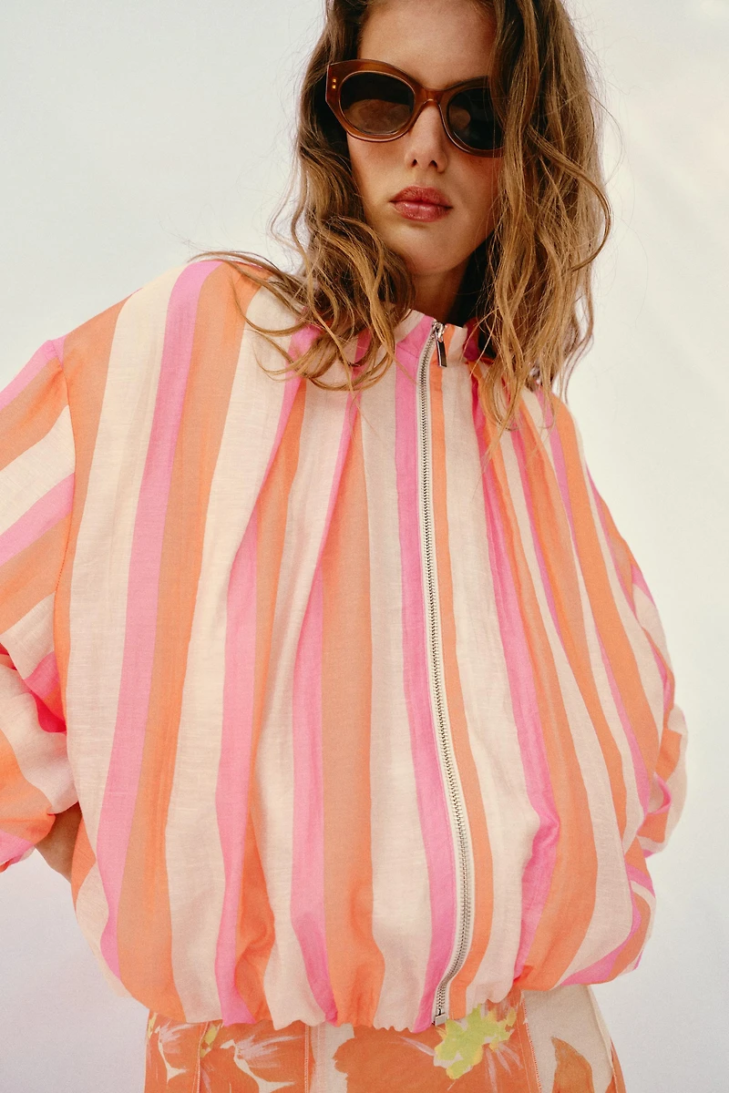 VESTE BOMBER À RAYURES
