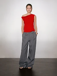 Draped cotton top with knot detail