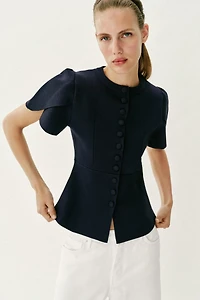 PUFF SLEEVE CARDIGAN WITH SLITS