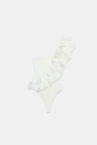ASYMMETRIC RUFFLED BODYSUIT
