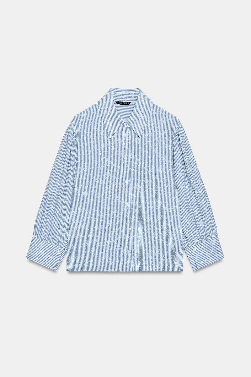 STRIPED FLORAL PRINT SHIRT