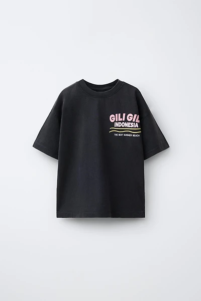 WASHED EFFECT TEXT T-SHIRT