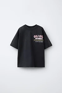 WASHED EFFECT TEXT T-SHIRT