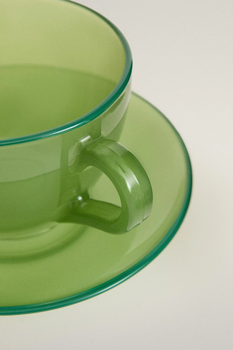 GLASS COFFEE CUP WITH SAUCER