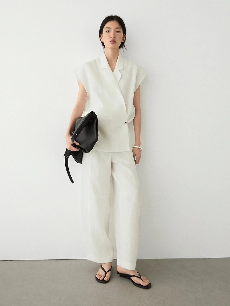 Pantalon barrel en lin