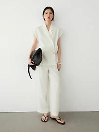 Pantalon barrel en lin