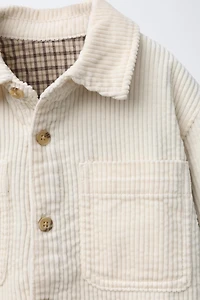PLAID LINED CORDUROY OVERSHIRT