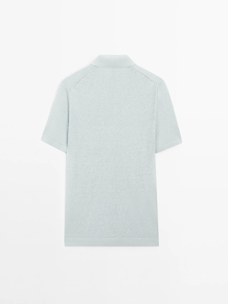 100% linen knit polo shirt