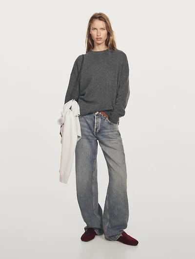 100% cashmere oversize sweater with elbow patches