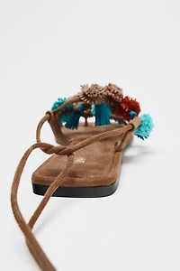 BEADED STRAPPY SANDALS
