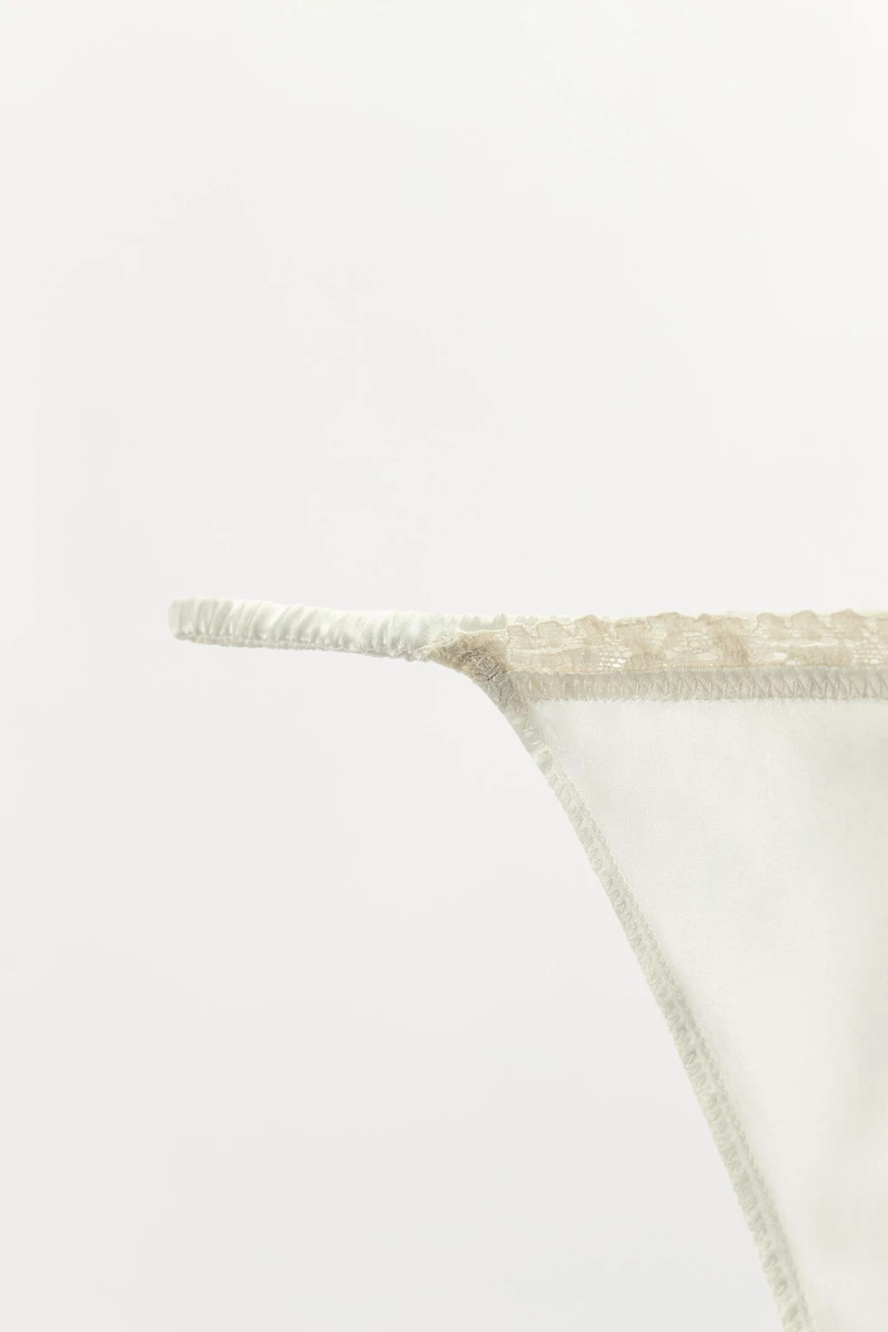 SILK BLEND LACE THONG