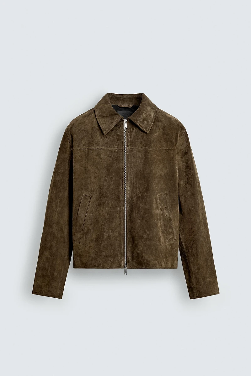 SURCHEMISE REGULAR FIT EN CUIR SUÉDÉ