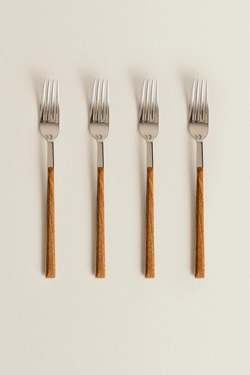 SET OF FORKS WITH WOOD-DESIGN HANDLES (SET OF 4)