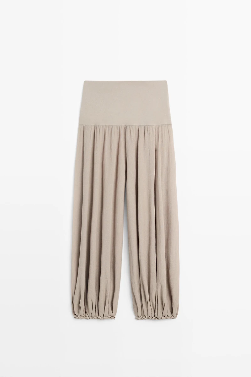 Sarouel trousers with wide waistband