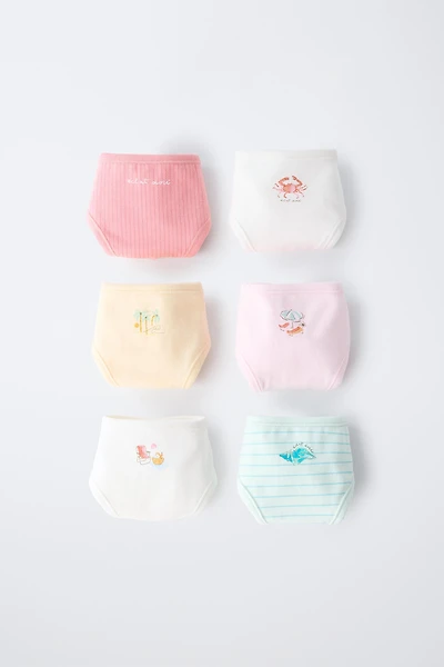 6-14 ANS/ LOT DE SIX CULOTTES IMPRIMÉES