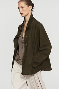 High-neck suede jacket