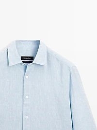 Slim-fit 100% linen shirt