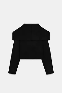CROPPED KNIT WRAP JACKET
