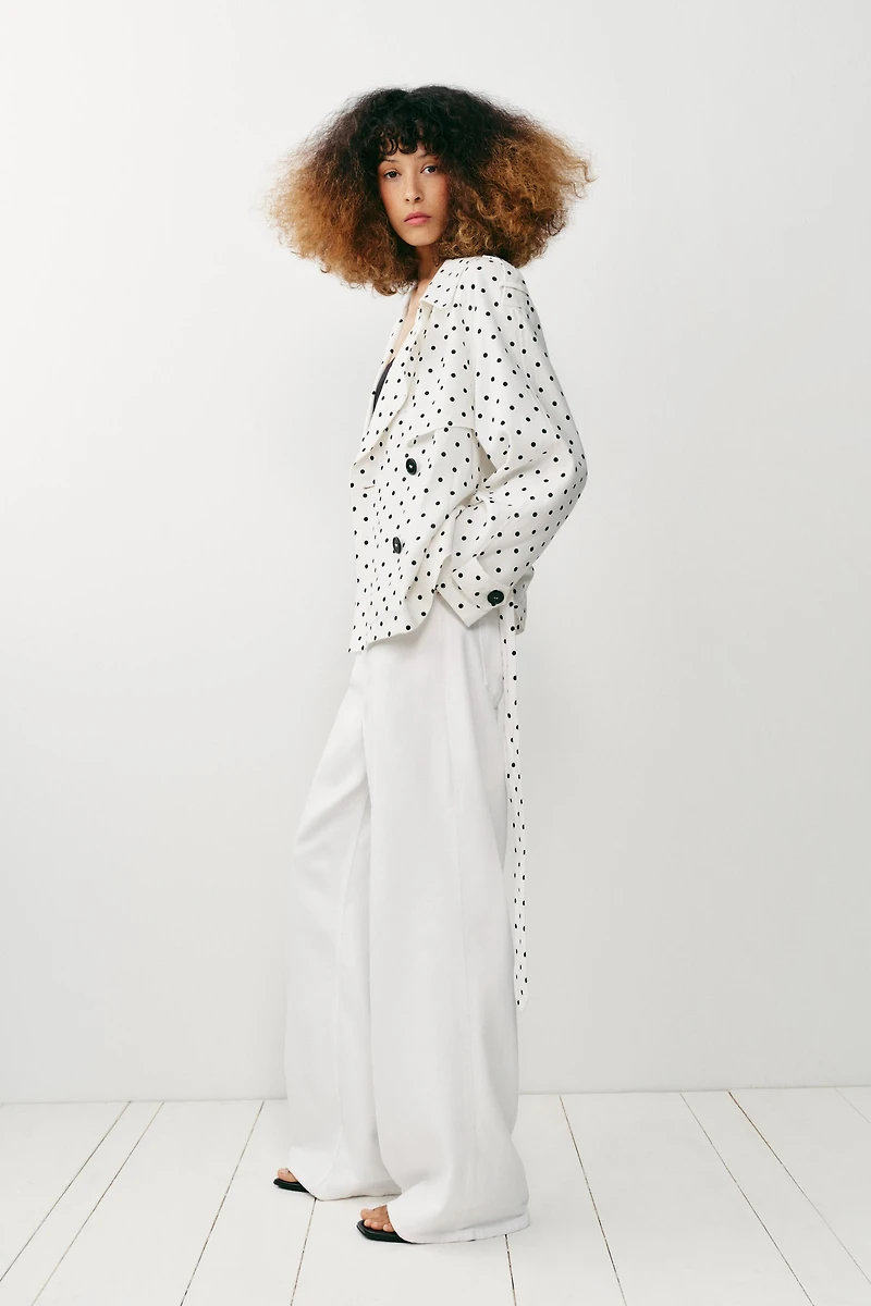 POLKA DOT BELTED TRENCH JACKET
