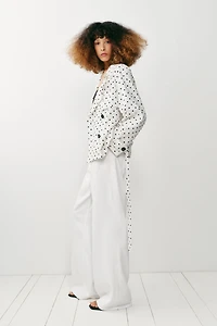 POLKA DOT BELTED TRENCH JACKET