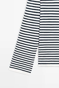 Striped V-neck knit sweater