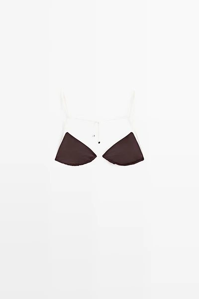 Triangle bikini top with contrast bow