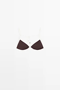 Triangle bikini top with contrast bow