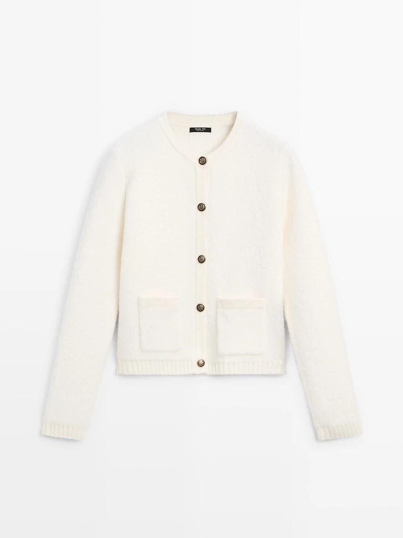 Cardigan court avec boutons dorés