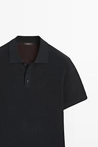 100% cotton textured contrast polo shirt