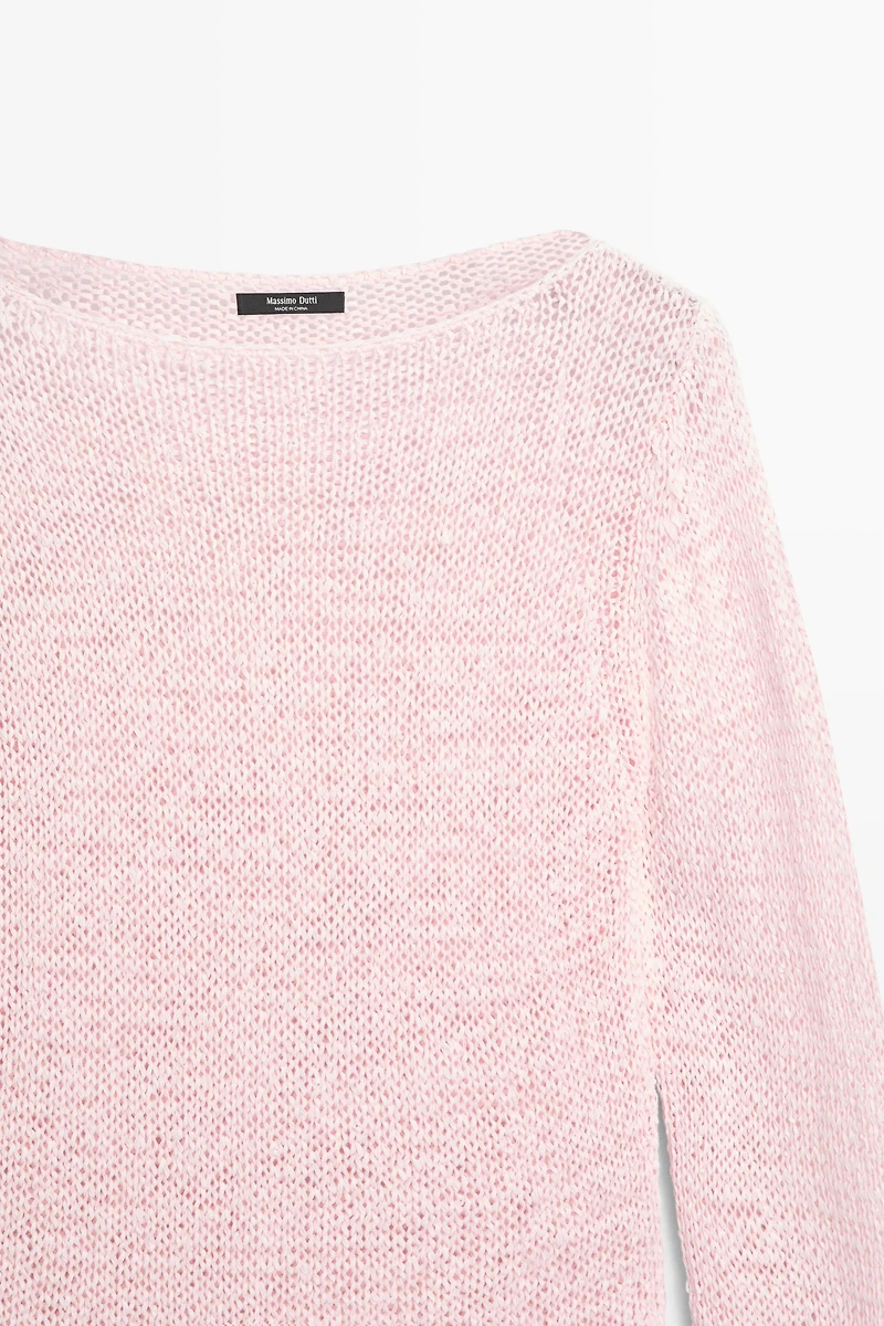 Boat neck knit sweater