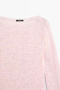 Boat neck knit sweater
