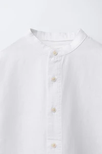 LINEN AND COTTON MANDARIN COLLAR SHIRT