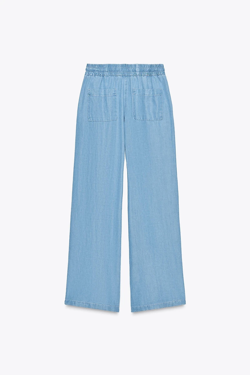 WIDE LEG ELASTIC WAIST PANTS