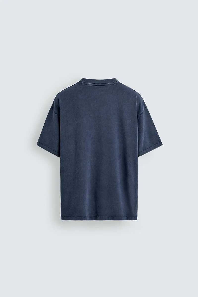 WASHED EFFECT TEXT T-SHIRT