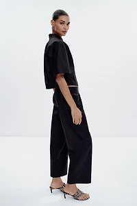 POPLIN PLEATED PANTS