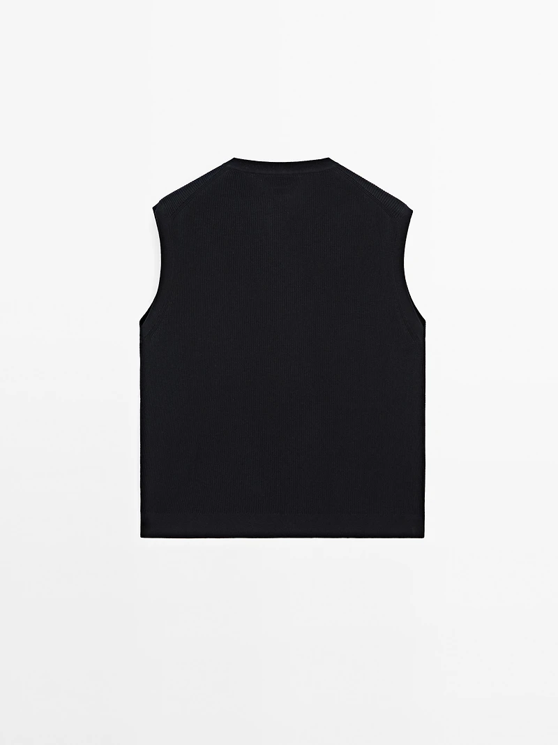 Veste sans manches en maille à col V