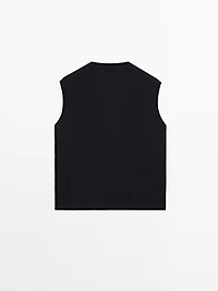 Veste sans manches en maille à col V