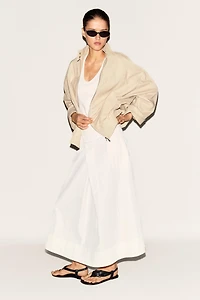 Elastic hem leather jacket