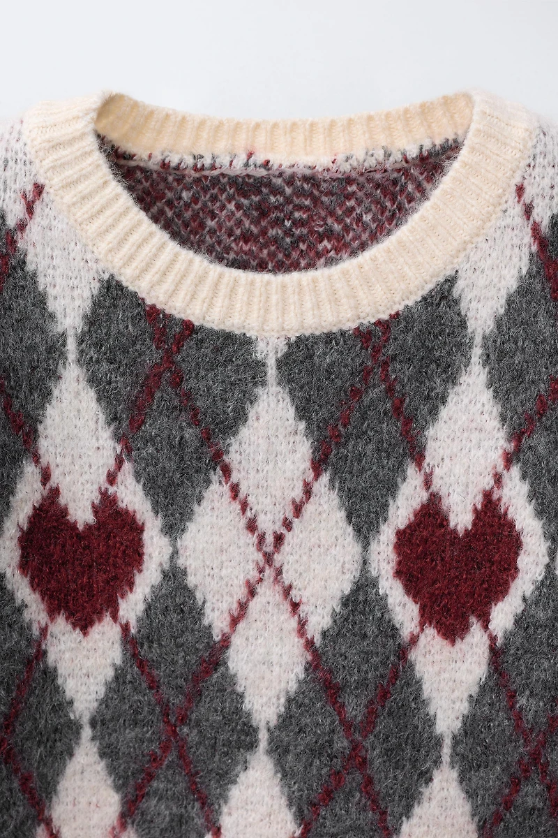 KNIT JUMPER WITH DIAMONDS AND HEARTS