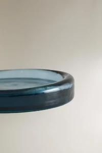 TRANSLUCENT BLUE GLASS BATHROOM SOAP DISH